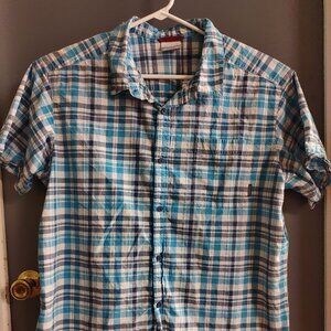 Columbia Rapid Rivers II Men's XXL Short Sleeve Button Up Shirt Blue Gray Plaid